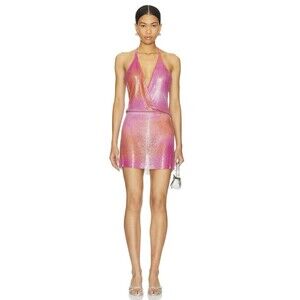 LOVERS AND FRIENDS  Cleo Chainmail Halter Mini Dress Size Small